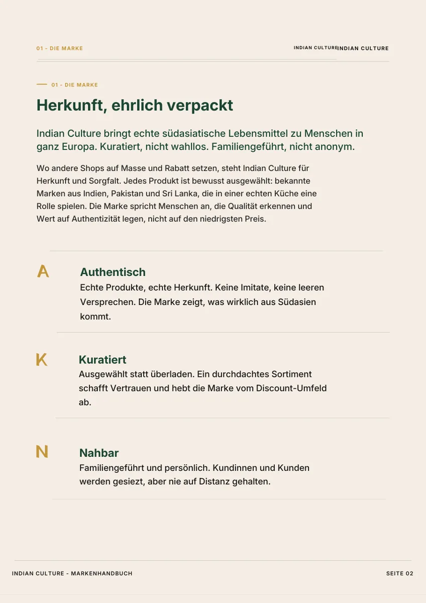 Indian Culture, Markenhandbuch Seite 2